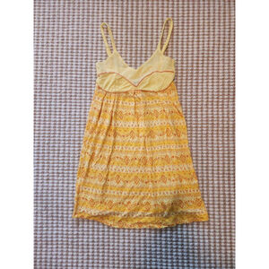 Women's Spreegirl Feminine Lightweight Yellow Orange Patterned Mini Dress S